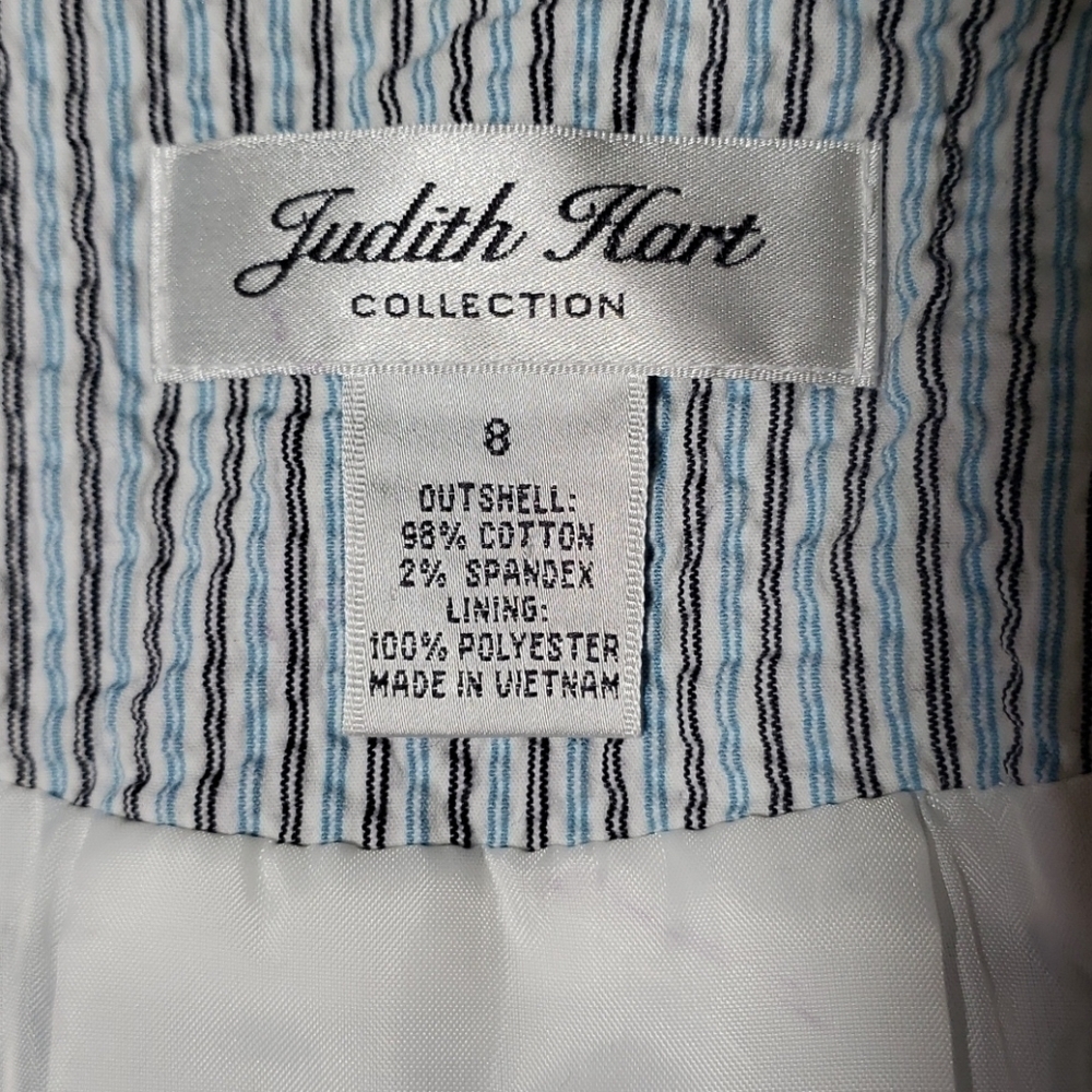 JUDITH HART- Seersucker Blue Blazer/ Jacket, Sz 8 - Picture 6 of 8